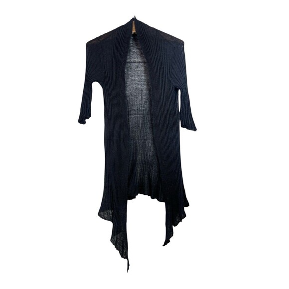 Eileen Fisher Mohair Blend Sweater Black Knit Open Front Cardigan Size PM - Picture 1 of 10